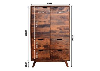 Kommode Sheesham 90x40x145 walnuss lackiert MALMÖ 2 #110