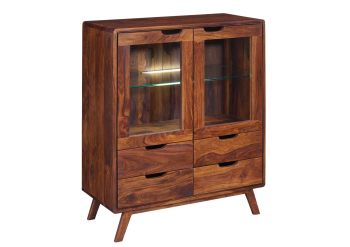 Highboard Sheesham 90x40x110 walnuss lackiert MALMÖ 2 #113