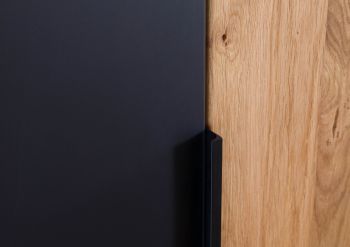 Highboard Wildeiche mit Glastür 142x43x145 natur geölt LINDAU #117