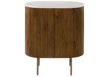 Kommode Mango 65x38x76 braun lackiert / Marmor weiß BARCELONA #215
