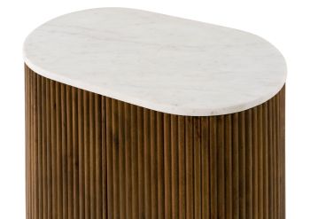 Kommode Mango 65x38x76 braun lackiert / Marmor weiß BARCELONA #215