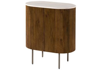 Kommode Mango 65x38x76 braun lackiert / Marmor weiß BARCELONA #215