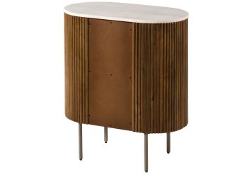 Kommode Mango 65x38x76 braun lackiert / Marmor weiß BARCELONA #215