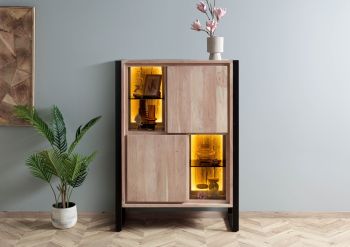 Highboard Akazie / Altholz 100x40x140 natur lackiert DENVER #101
