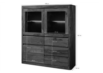Highboard Sheesham 128x145x40 walnuss gewachst TORONTO #203