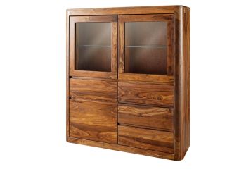 Highboard Sheesham 128x145x40 walnuss gewachst TORONTO #203