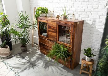 Highboard Sheesham 166x40x145 walnuss gewachst TORONTO #204