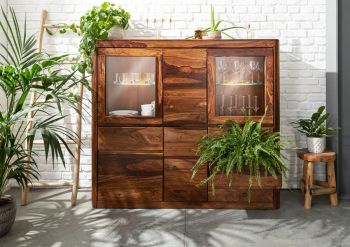 Highboard Sheesham 166x40x145 walnuss gewachst TORONTO #204