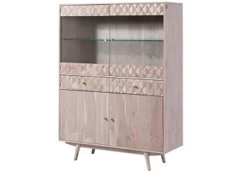Highboard Akazie 120x42x160 weiß lackiert MOSAYK #215