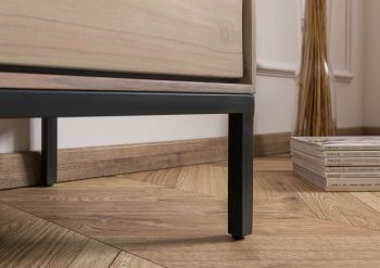 Kommode Akazie 90x45x85 grau-weiß geölt CHICAGO #08