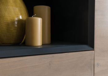Highboard Akazie 111x45x175 grau-weiß geölt CHICAGO #09