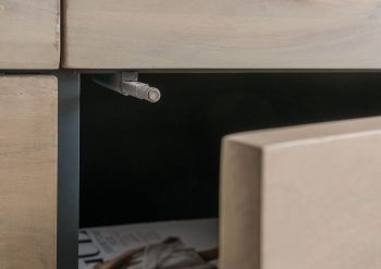 Highboard Akazie 111x45x175 grau-weiß geölt CHICAGO #09