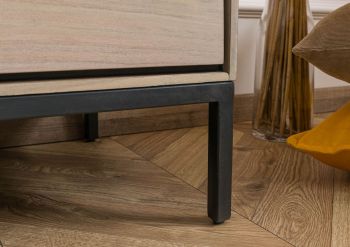 Highboard Akazie 111x45x175 grau-weiß geölt CHICAGO #09