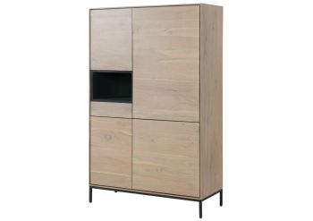 Highboard Akazie 111x45x175 grau-weiß geölt CHICAGO #09