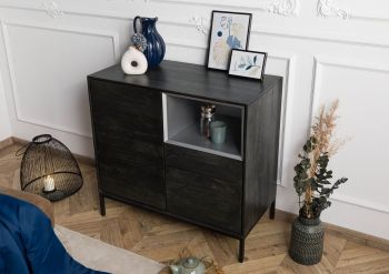 Kommode Mango 90x45x85 dunkelgrau geölt CHICAGO #208