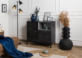 Kommode Mango 90x45x85 dunkelgrau geölt CHICAGO #208