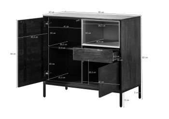 Kommode Mango 90x45x85 dunkelgrau geölt CHICAGO #208