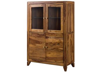Highboard Sheesham 100x45x150 braun lackiert ANCONA #130