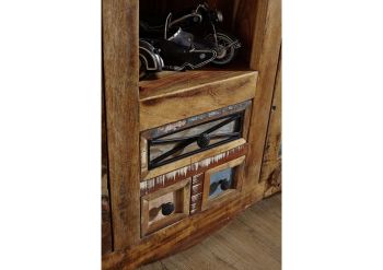 Highboard Altholz 115x40x150 mehrfarbig lackiert NATURE OF SPIRIT #21