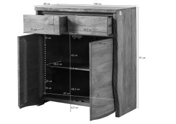 Highboard Mango 100x48x111 braun geölt PURE MANGO #201