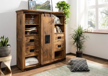 RAILWAY Highboard 142x45x147 Mango - Verschiedene Farben