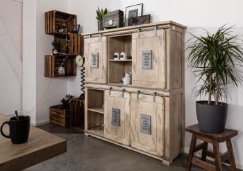 RAILWAY Highboard 150x45x160 Mango - Verschiedene Farben