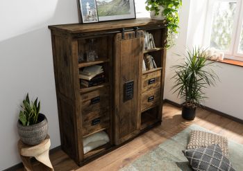 Highboard Mango 142x45x147 braun lackiert RAILWAY #462