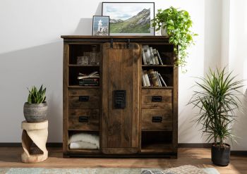 Highboard Mango 142x45x147 braun lackiert RAILWAY #462