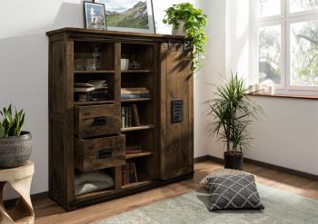 Highboard Mango 142x45x147 braun lackiert RAILWAY #462