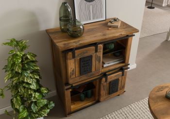 Highboard Mango / Altholz 90x45x100 natur lackiert RAILWAY LUX #122