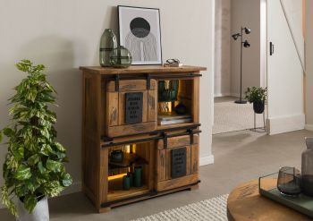 Highboard Mango / Altholz 90x45x100 natur lackiert RAILWAY LUX #122