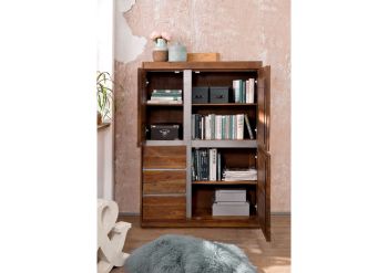 Highboard Sheesham 102x40x147 noble unique lackiert SYDNEY #102