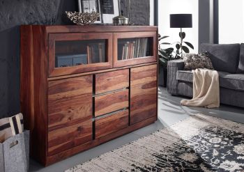 Highboard Sheesham 150x40x115 noble unique lackiert SYDNEY #103