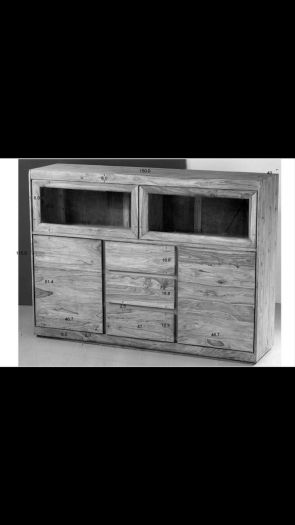 Highboard Sheesham 150x40x115 noble unique lackiert SYDNEY #103