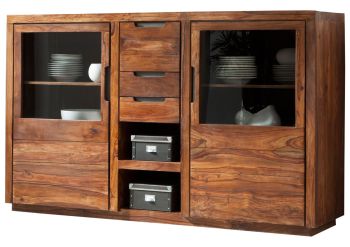 Highboard Sheesham 198x45x125 walnuss lackiert DUKE #113