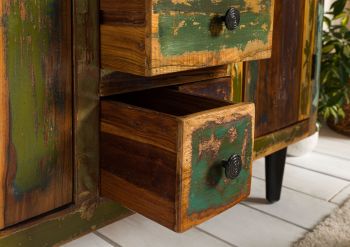 Highboard Altholz 115x40x170 mehrfarbig lackiert SIXTIES #108