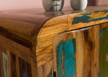 Highboard Altholz 115x40x170 mehrfarbig lackiert SIXTIES #108