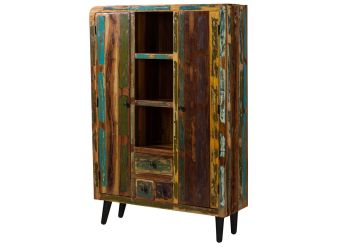 Highboard Altholz 115x40x170 mehrfarbig lackiert SIXTIES #108