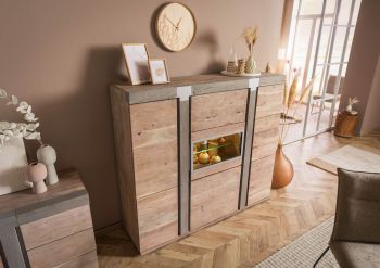Highboard Akazie 160x45x142 beige lackiert Amsterdam #107