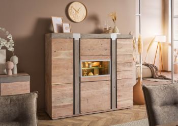 Highboard Akazie 160x45x142 beige lackiert Amsterdam #107