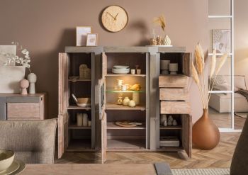 Highboard Akazie 160x45x142 beige lackiert Amsterdam #107