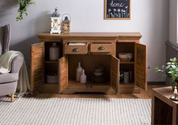 Sideboard Mango 160x45x90 beige geölt TOULOUSE #08