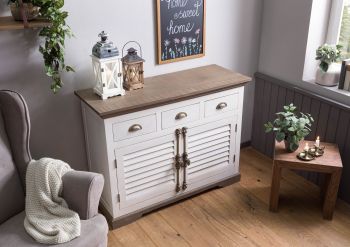 Sideboard Mango 120x45x90 weiß lackiert TOULOUSE #106