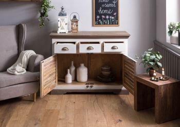 Sideboard Mango 120x45x90 weiß lackiert TOULOUSE #106