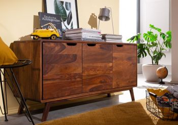 Sideboard Sheesham 134x40x65 walnuss lackiert MALMÖ 2 #106
