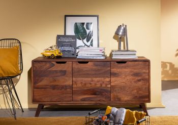 Sideboard Sheesham 134x40x65 walnuss lackiert MALMÖ 2 #106