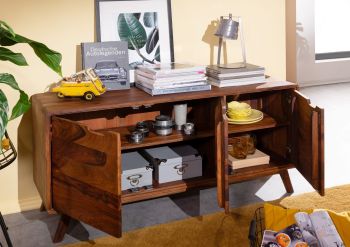Sideboard Sheesham 134x40x65 walnuss lackiert MALMÖ 2 #106
