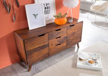 Sideboard Sheesham 134x40x65 walnuss lackiert MALMÖ 2 #107