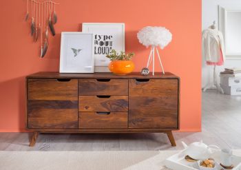 Sideboard Sheesham 134x40x65 walnuss lackiert MALMÖ 2 #107