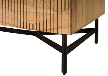 Sideboard Akazie 150x40x76 natur lackiert / Marmor schwarz LONDON #100